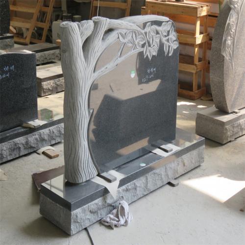 Granite Tree Shaped Carving Headstone Marker