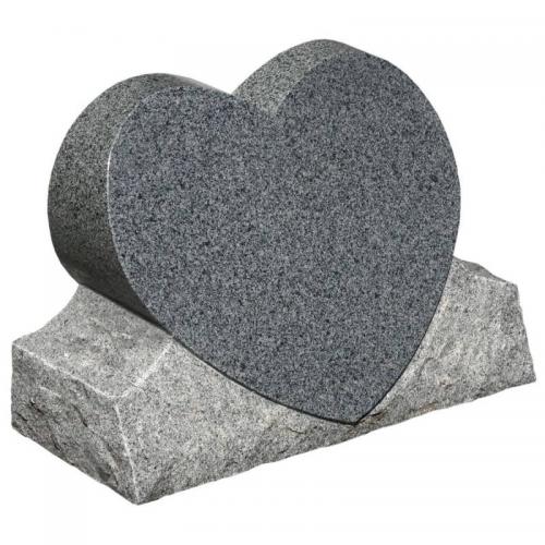 G654 Impala Black Granite Heart Slant Tombstone Markers