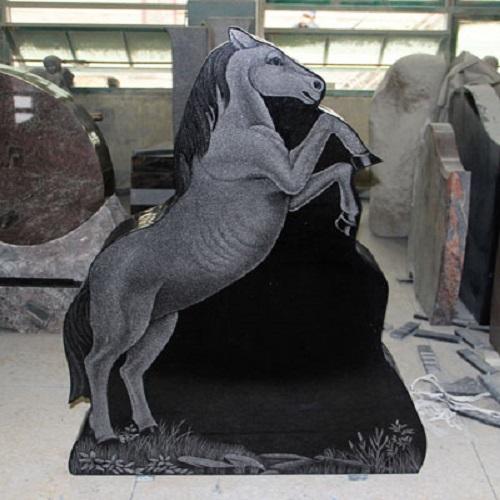 Absolute Flat Black Horse Shape Granite Upright Monument