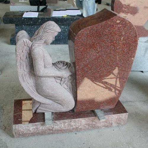 Indian Red Polished Angel Tombstone Monument