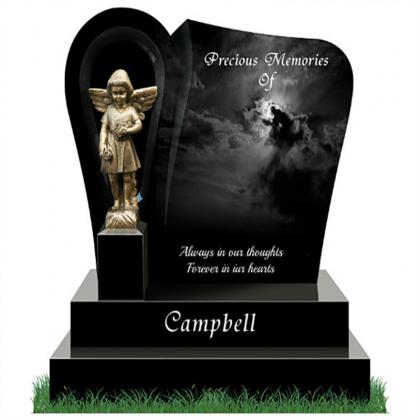 Black Granite Baby Angel Memorialss Ireland Headstone