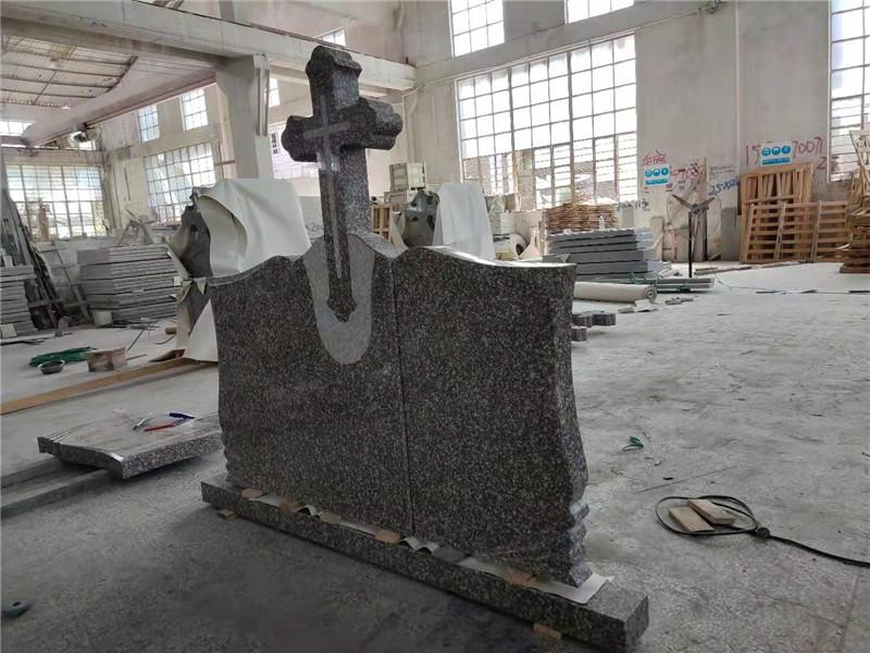 Polished and Brushed Romania Monument funeral Granite Cross Tombstone