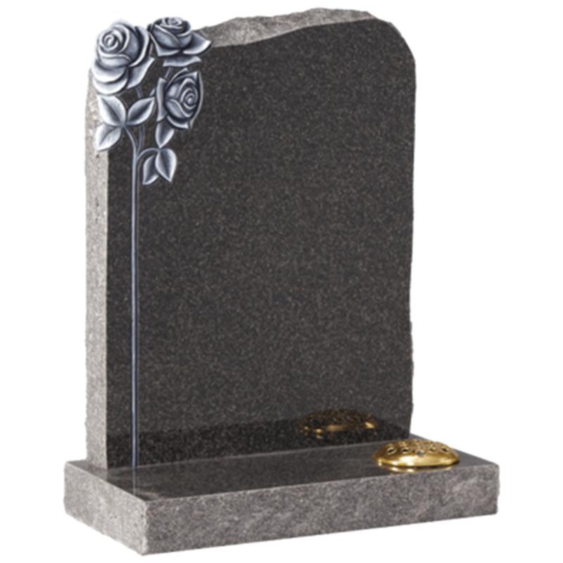 Black Granite Tombstone Marker Heart Slant Headstone