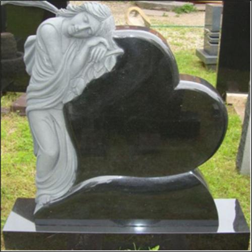 Pure Black Granite Angel Monument Headstones