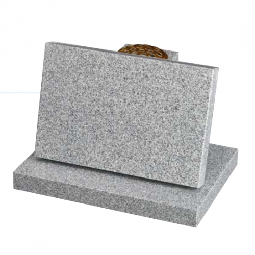 A rectangular tablet with vase rest and base Luner Grey Granite Monument Headstone