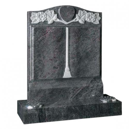 Bahama Blue Granite Book Memorials with raised carved heart and carved