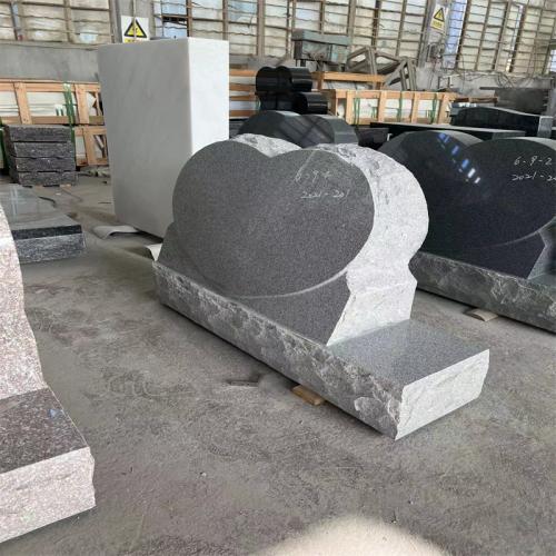 Granite G603 Slant Heart Headstone Markers