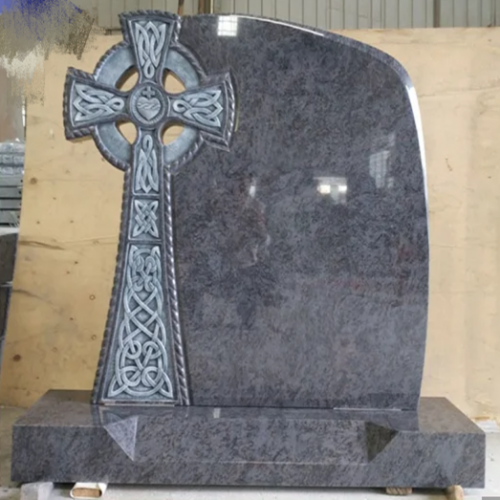 Ireland Style Bahama Blue Granite Celtic Cross Design Gravestone for Sale