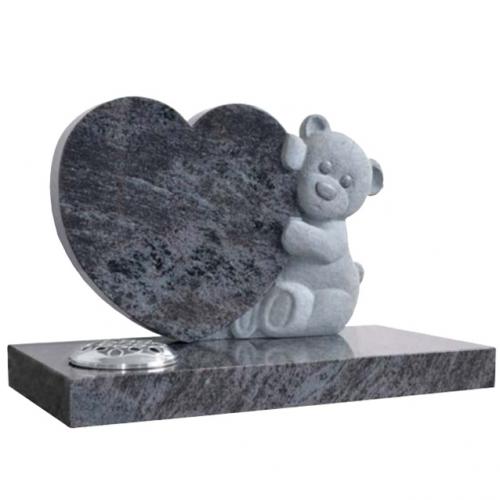 Polished bahama blue granite heart shaped memorial
