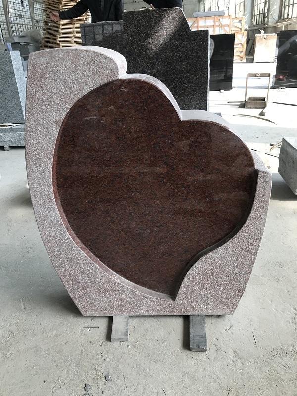 Heart shaped granite india red headstone
