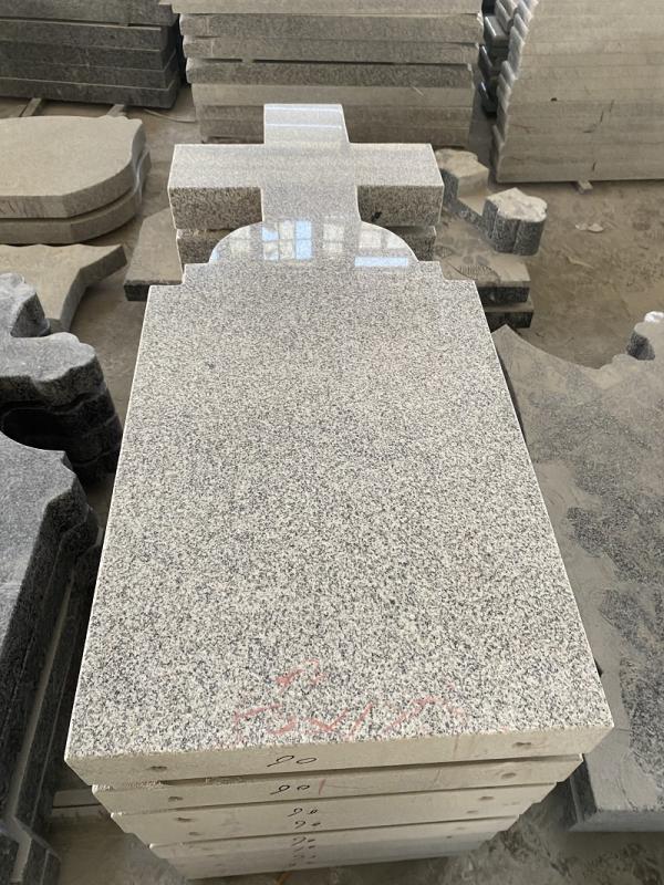 Romania Design Grave Monument Flat Headstone China White Granite Cross Shape Headstones