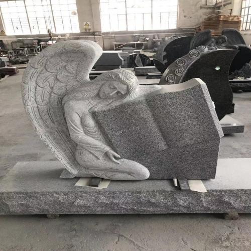 G603 Light Grey Granite Angel Book Design Headstone