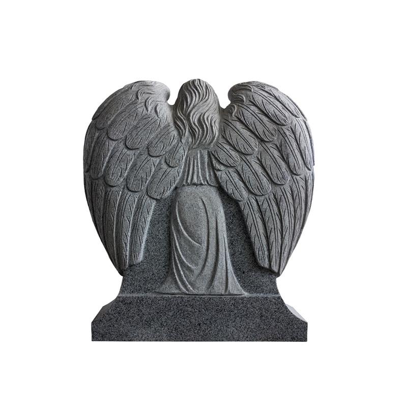 Weeping Angel Heart Headstone Blakc Granite Tombstone