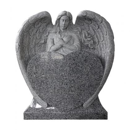 Dark Granite Angel Heart Headstone Serbia Style Tombstone