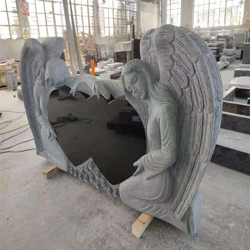 Granite Single Weeping Angel Headstone For Serbia