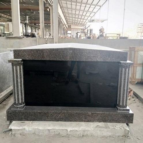 India Mahogany Granite Double Crypts Mausoleum with Round Column