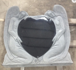 Heart shaped black granite monument headstones tombstone for graves