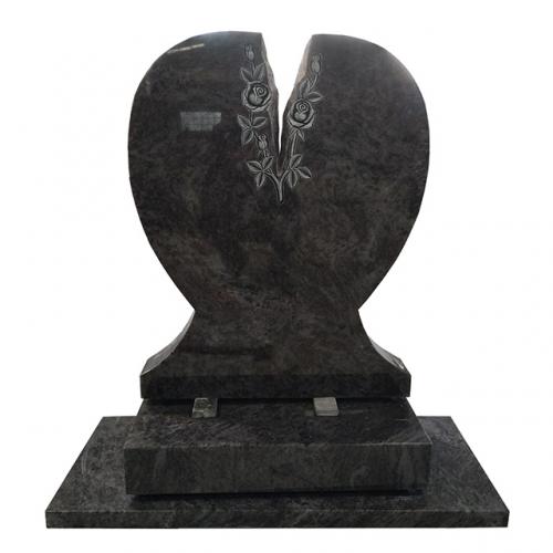 Best Prices Sample Design Blue Granite Headstone Tombstones Monuments with Broken Heart Design