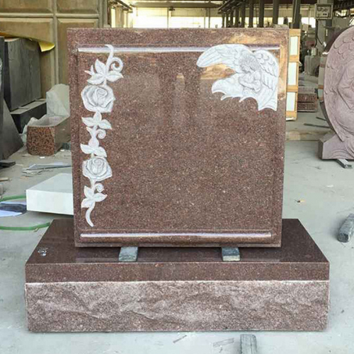 Customized Size Himalaya Red Granite Rose American Style Tombstone
