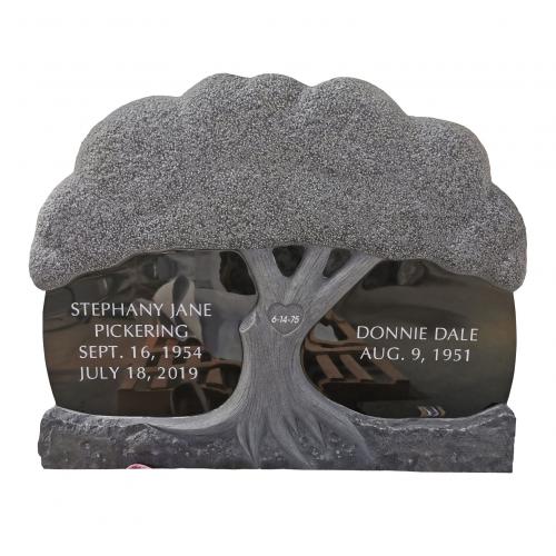 Customized Tree Headstone Pineapple Surface Black Granite Tombstone Monument