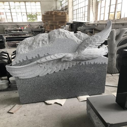 Granite Carved American Eagle Tombstone Granite Etched Monuments
