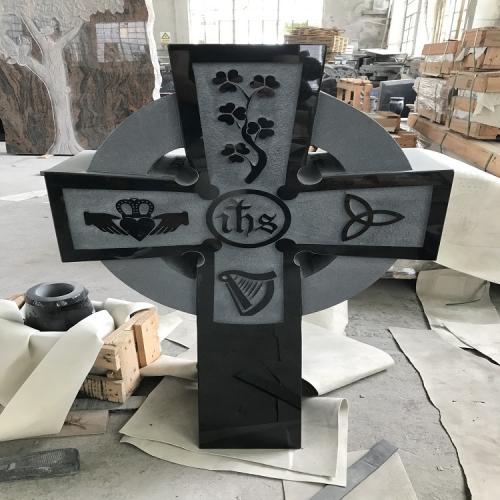 Black Granite Celtic Cross Cemetery Headstone