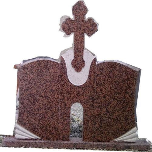 Red granite tombstones gravestone monuments headstones cross angels weings figure monuments