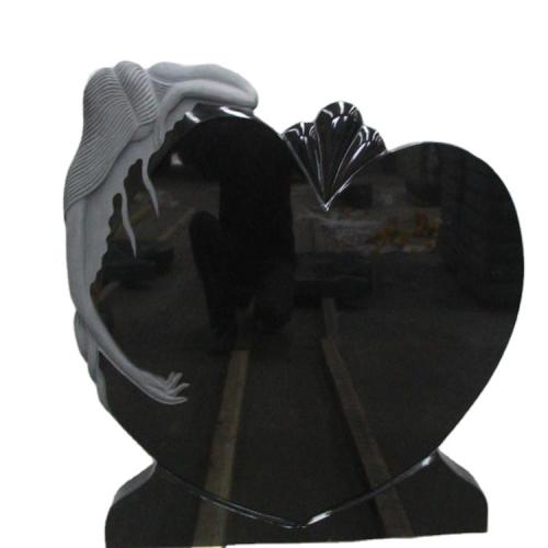 Polished heart design black granite headstone tombstone