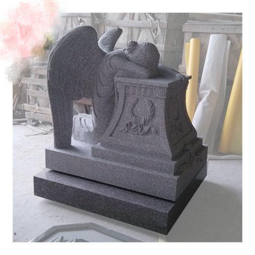 Cheap High Quality Grey Granite Crying Angel Tombstone